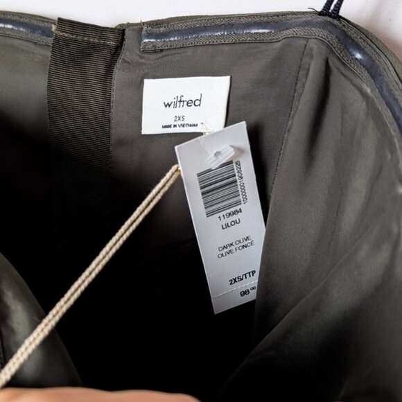NWT WILFRED Lilou Tube Top Deep Olive Green Strapless XXS ARITZIA - Picture 9 of 10